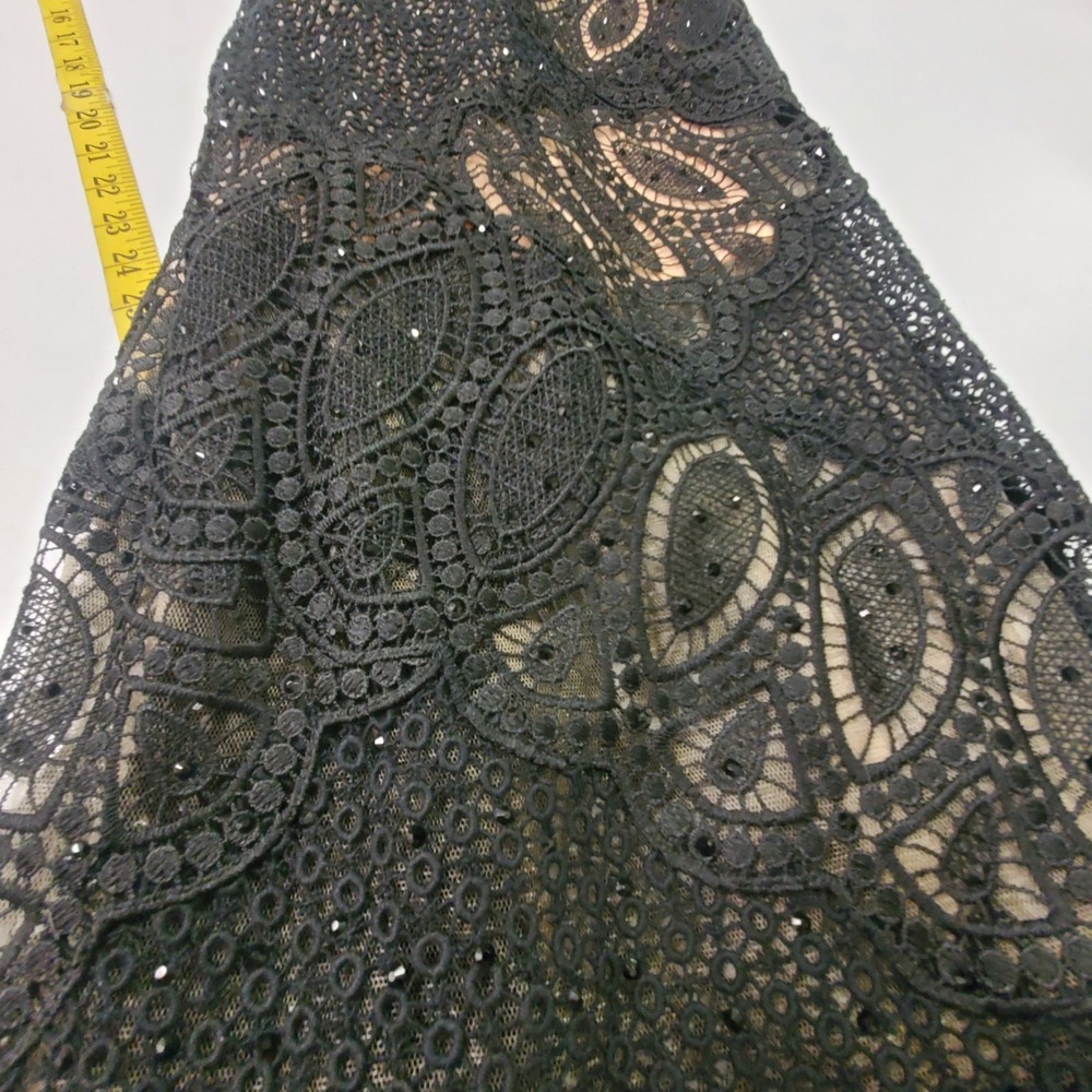 Jovani Womens Black Beaded Lace Overlay Nude Midi Dress Size 4 Elegant‎ Event - Picture 12 of 16